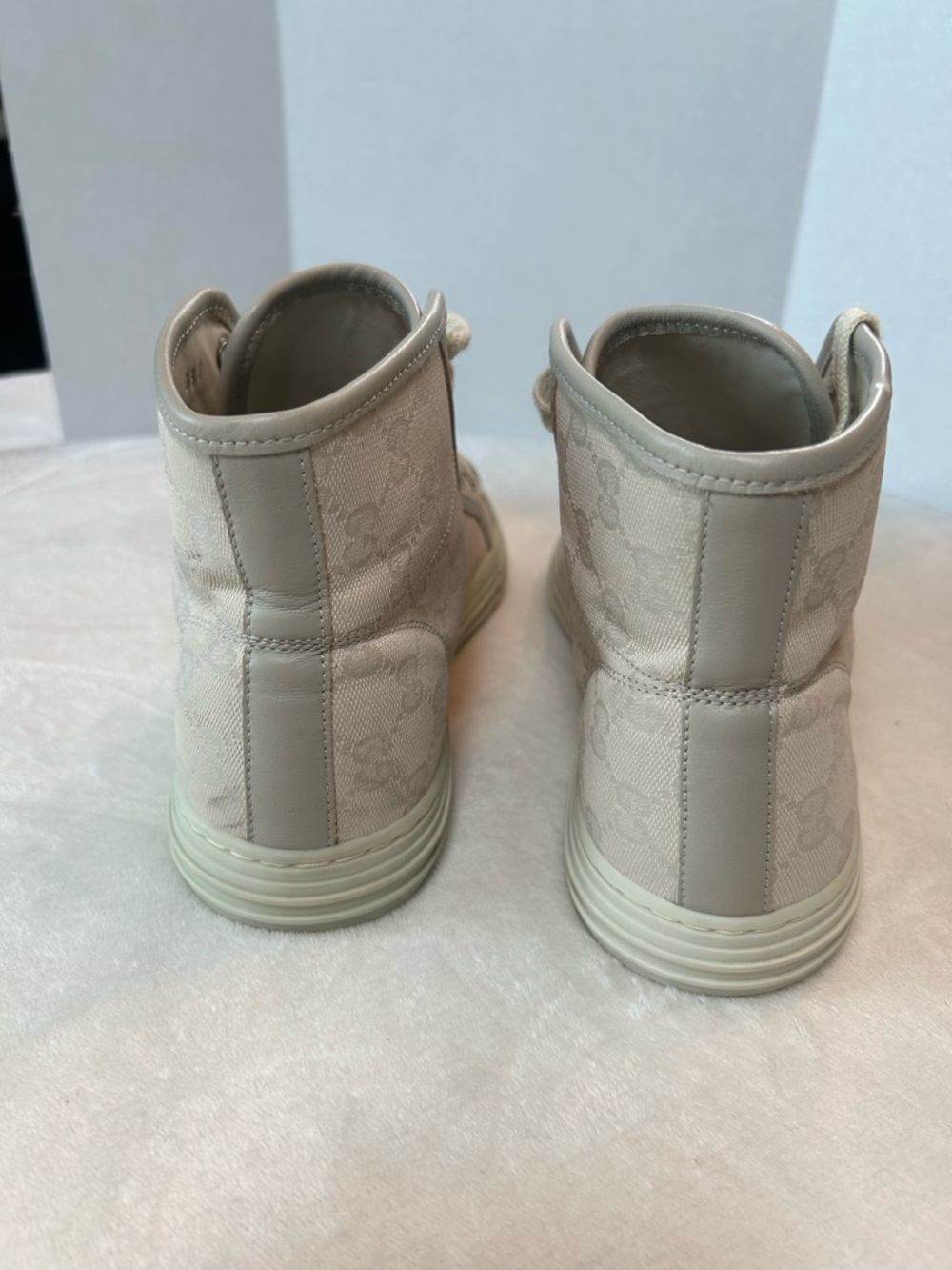 Gucci Men’s GG Canvas Leather High-Top Sneakers Embossed Sole Sz US 7.5 UK 7 - Picture 6 of 14